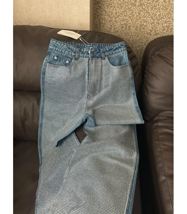 Jeans fullleg half strass