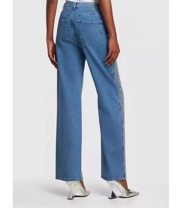 Jeans fullleg half strass