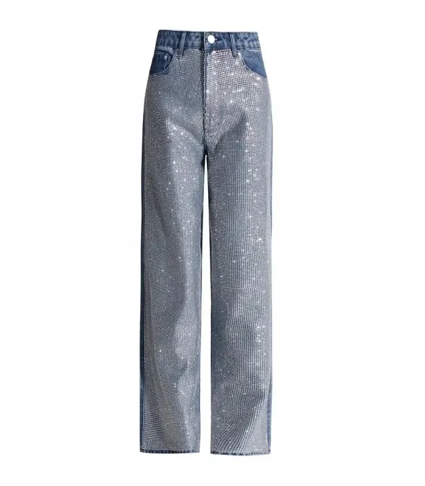 Jeans fullleg half strass