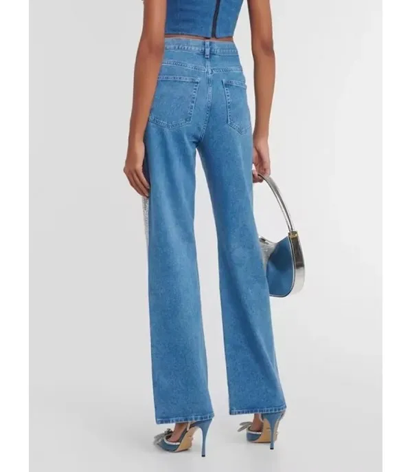Jeans fullleg half strass