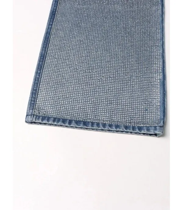 Jeans fullleg half strass