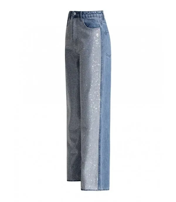 Jeans fullleg half strass