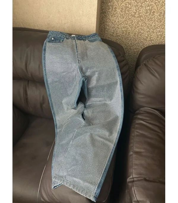 Jeans fullleg half strass