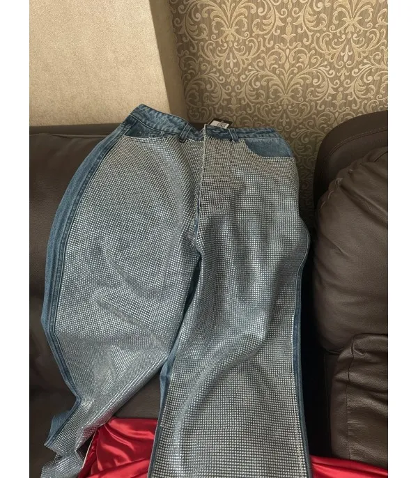 Jeans fullleg half strass