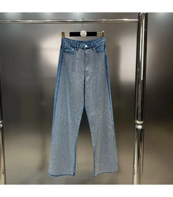 Jeans fullleg half strass