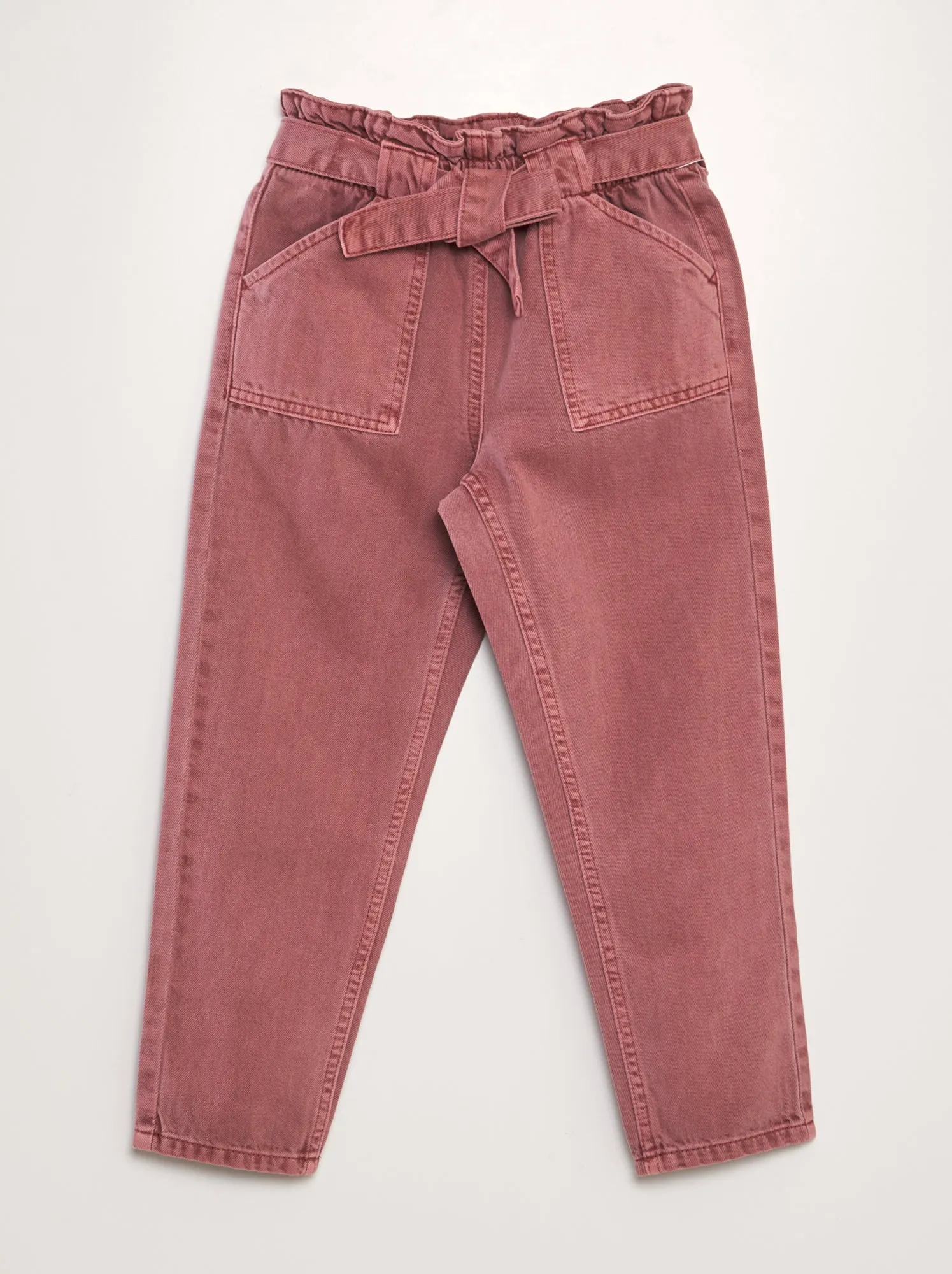 Jeans mom fit a vita elasticizzata - ROSSO