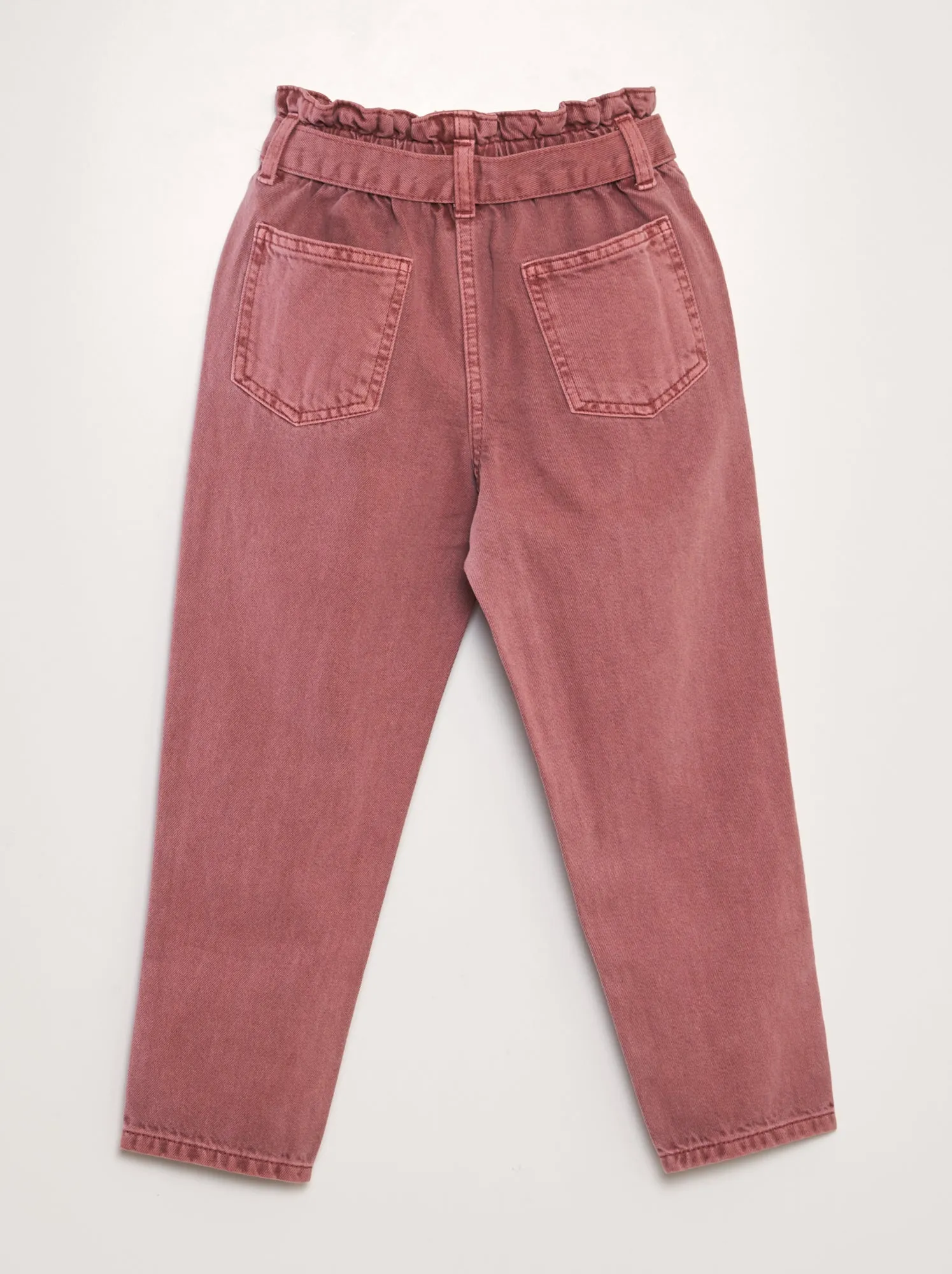 Jeans mom fit a vita elasticizzata - ROSSO