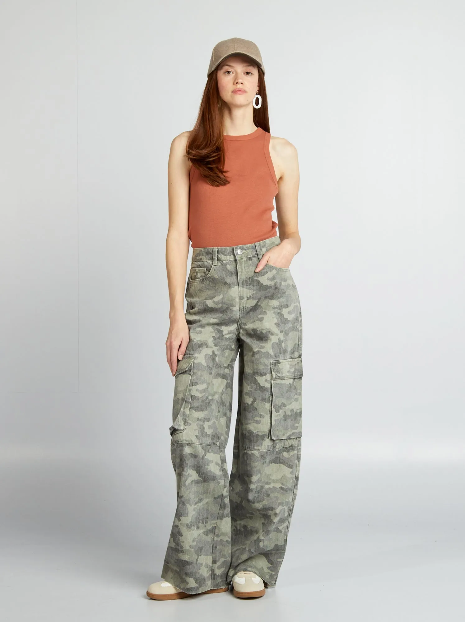 Jeans multitasche wide leg - KAKI