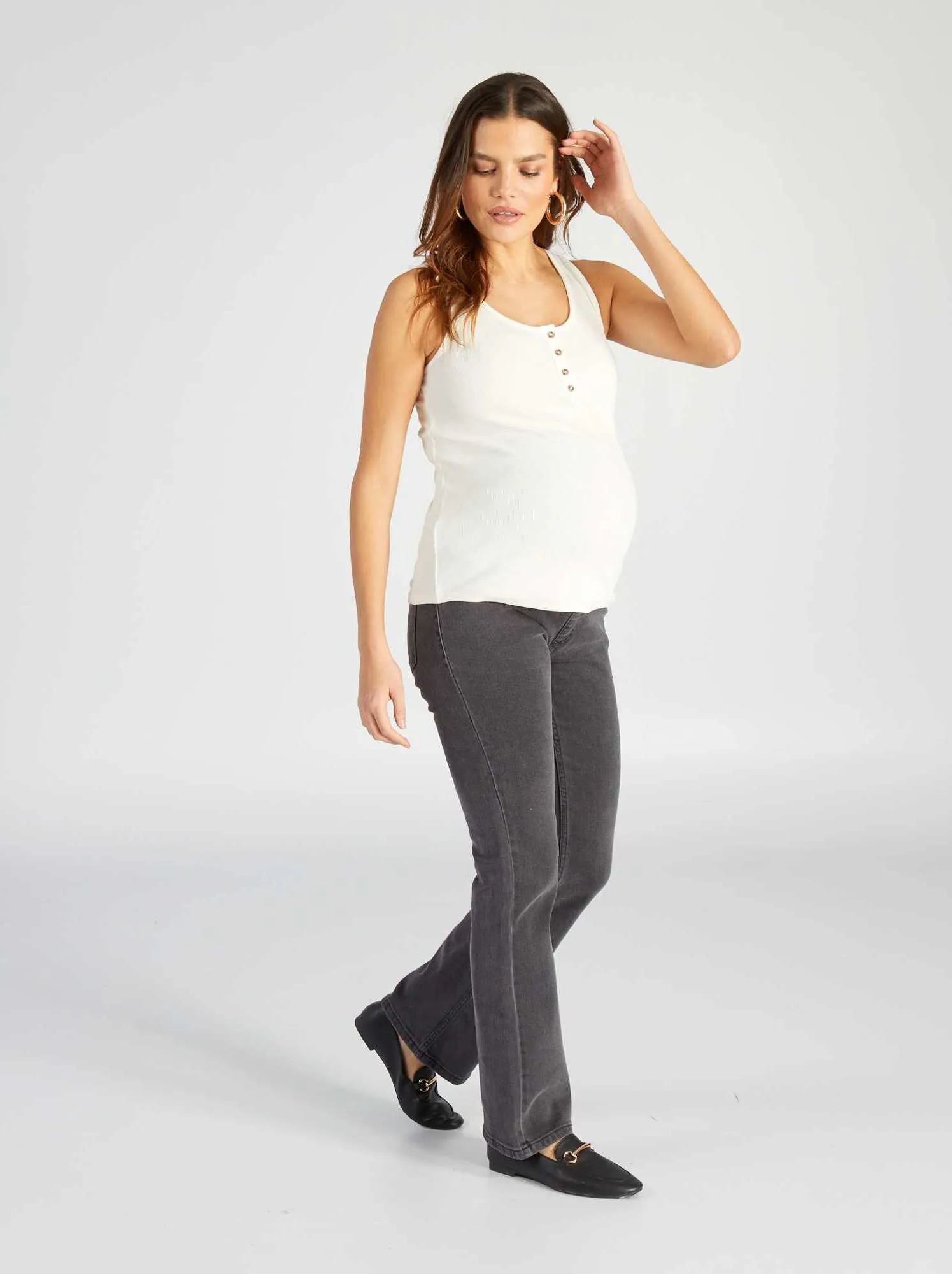 Jeans premaman taglio flare - GRIGIO