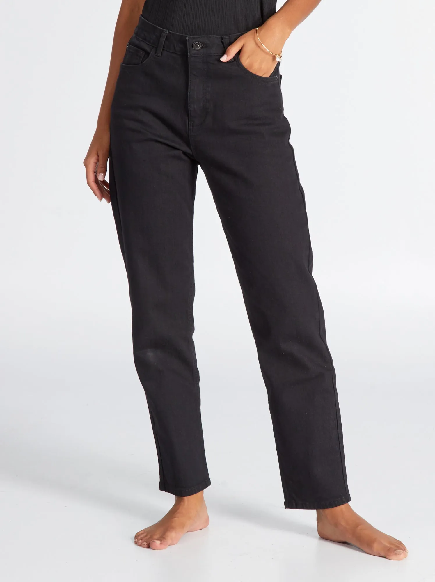 Jeans regular vita alta - 38/28L - NERO