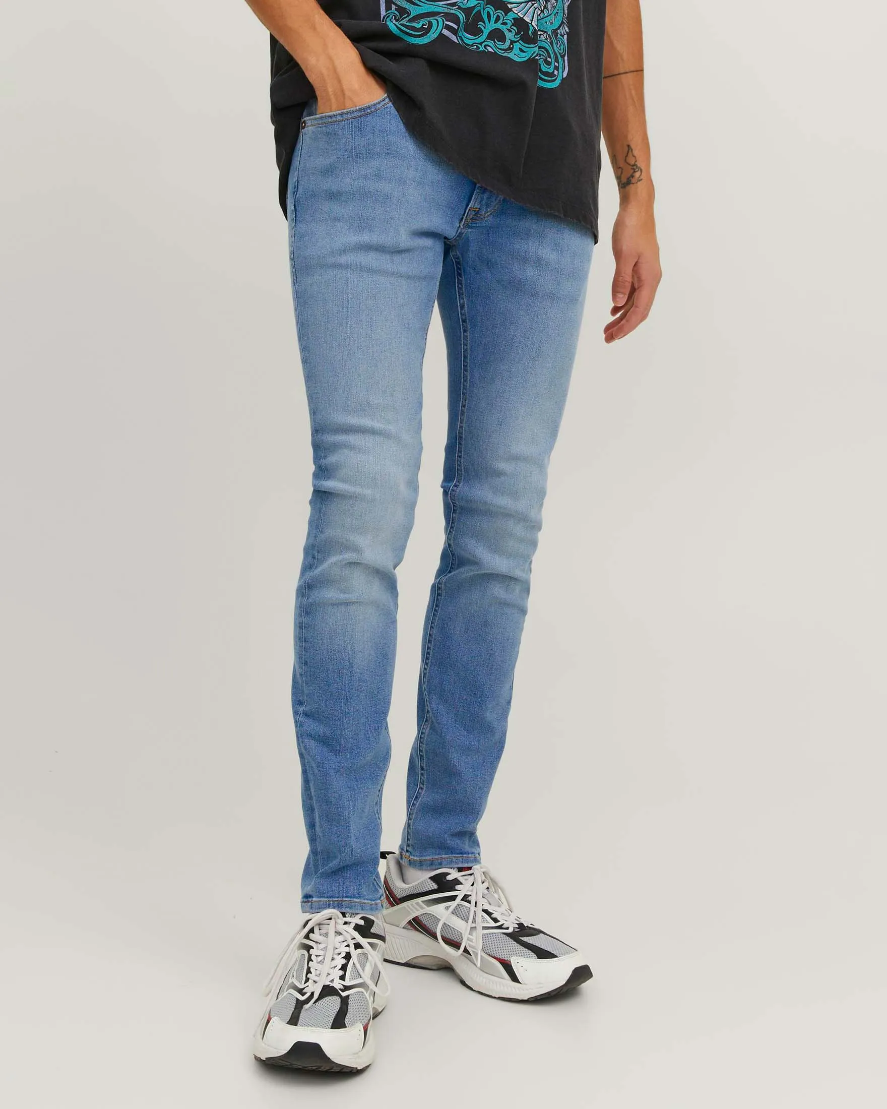 Jeans skinny-fit a vita bassa in cotone stretch lavaggio chiaro super stone washed