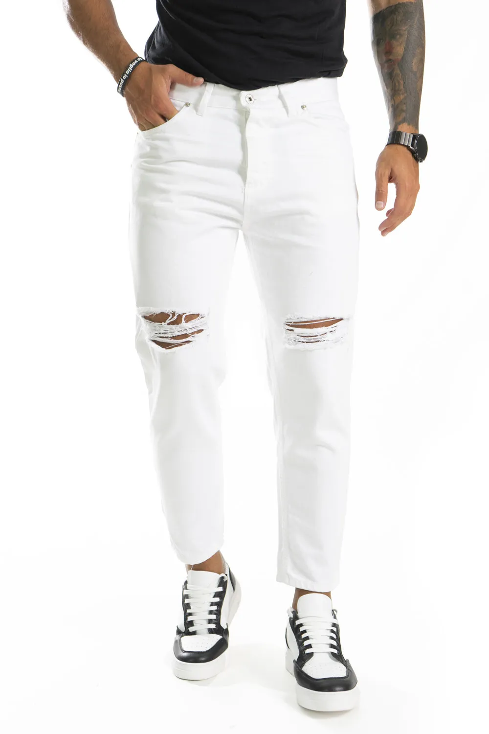 Jeans Uomo Strappi Ginocchia Tinta Unita By 92 Fashion Shop Art. Js273