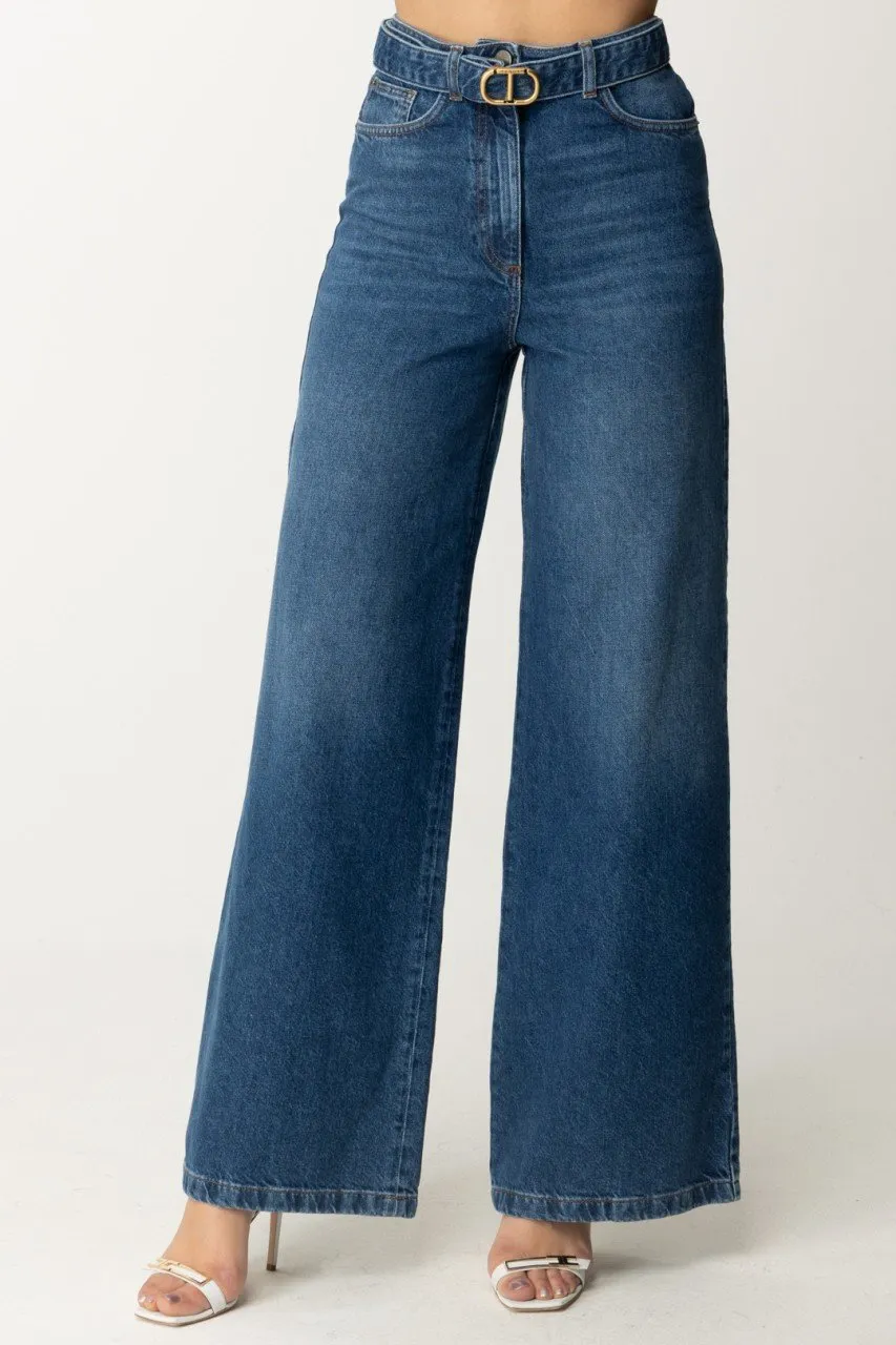 Jeans wide leg con cintura Denim