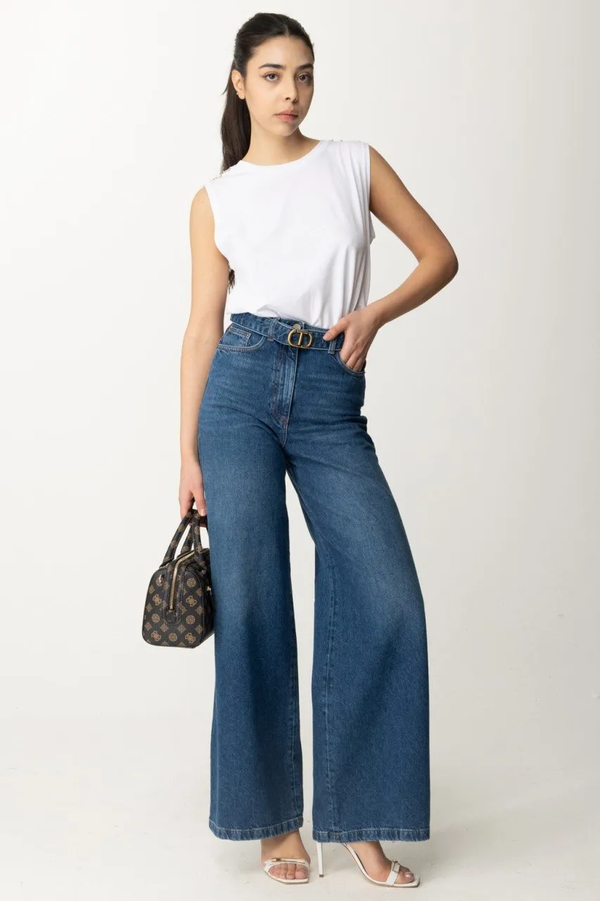 Jeans wide leg con cintura Denim