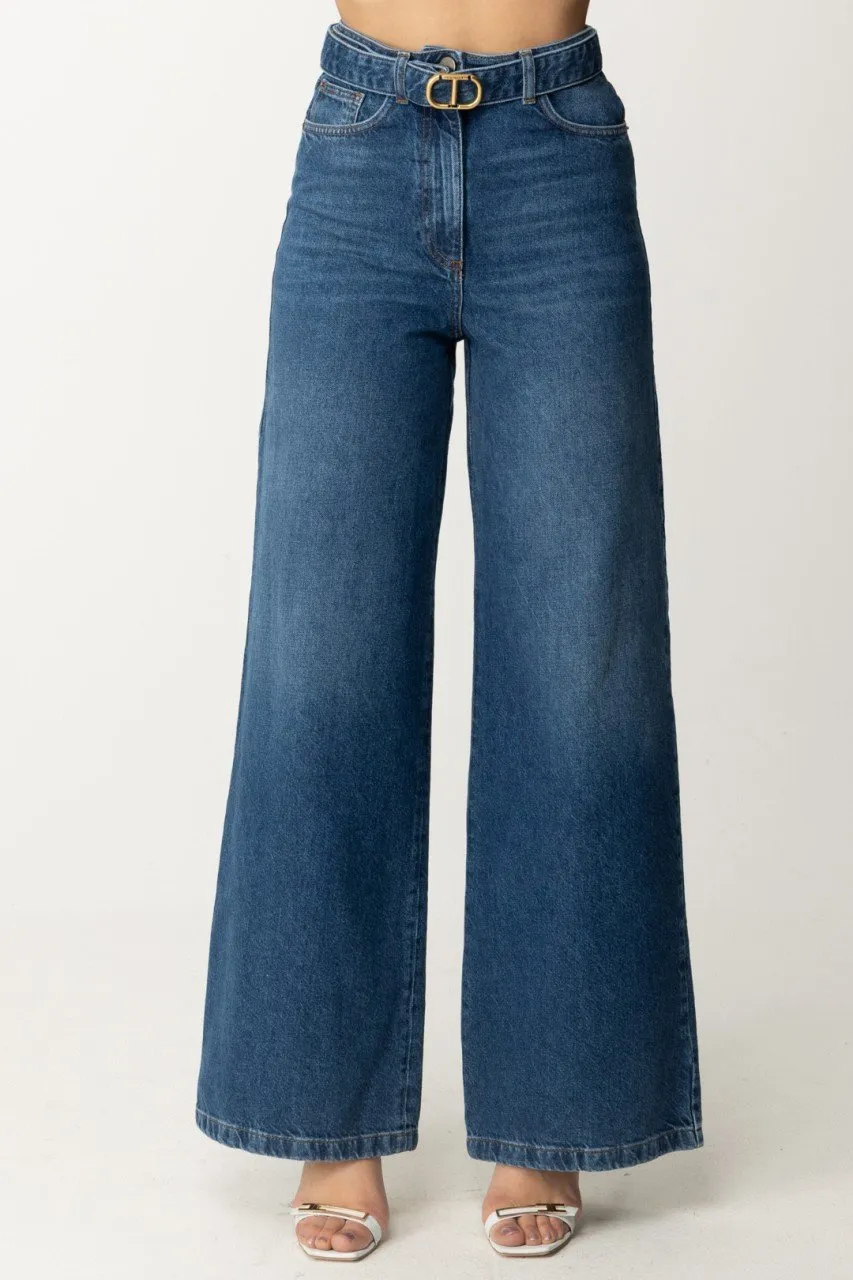 Jeans wide leg con cintura Denim