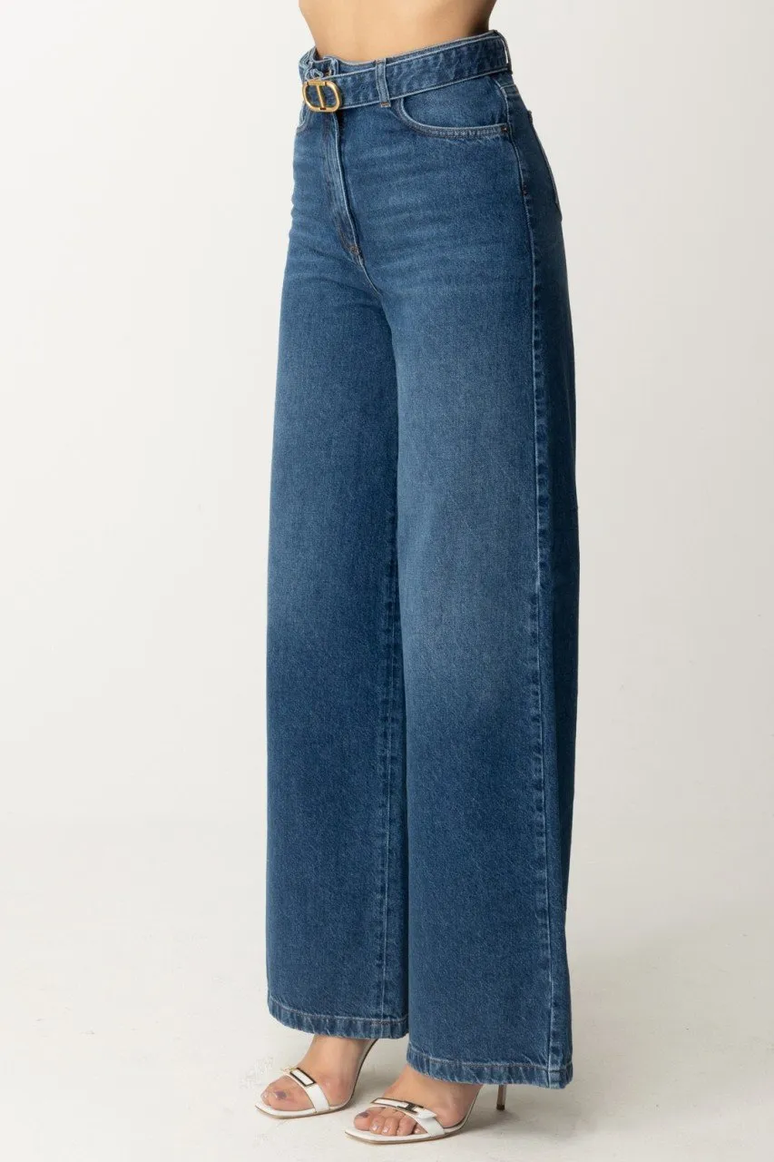 Jeans wide leg con cintura Denim