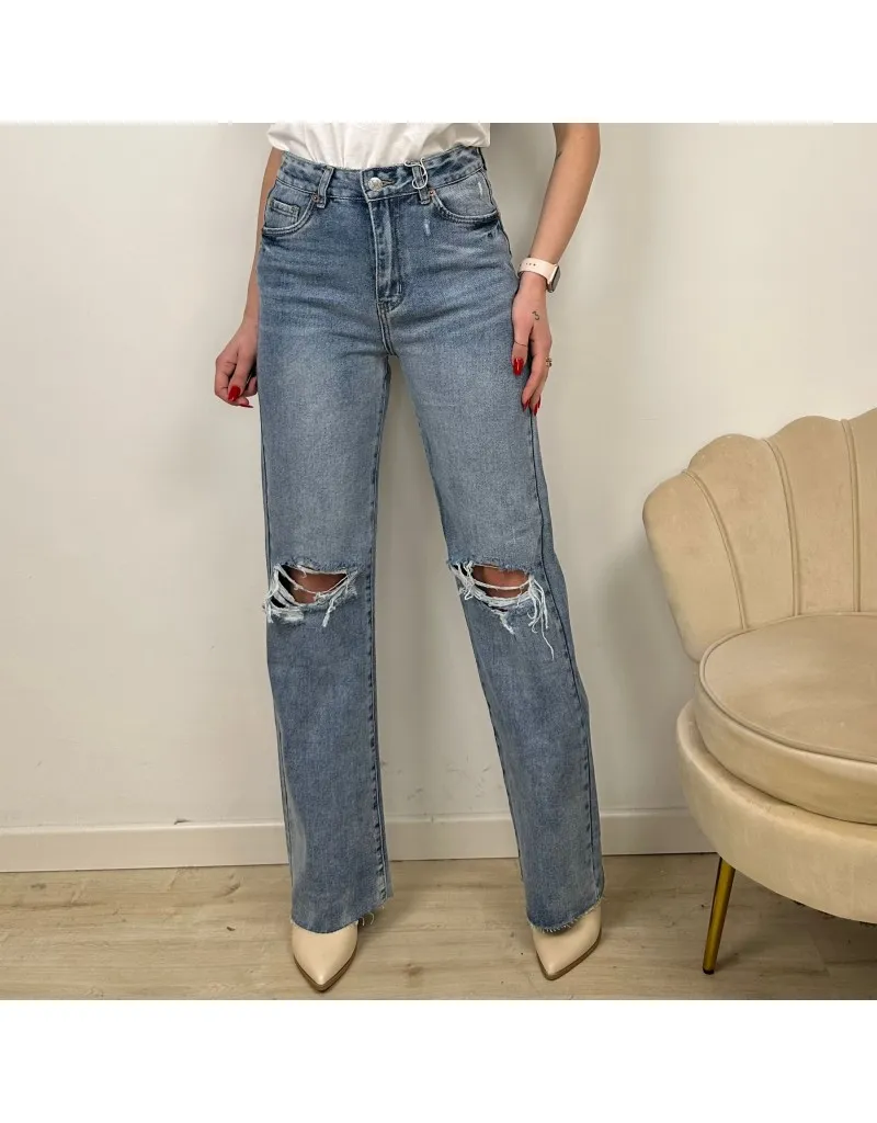 JEANS WIDE LEG RIPPED