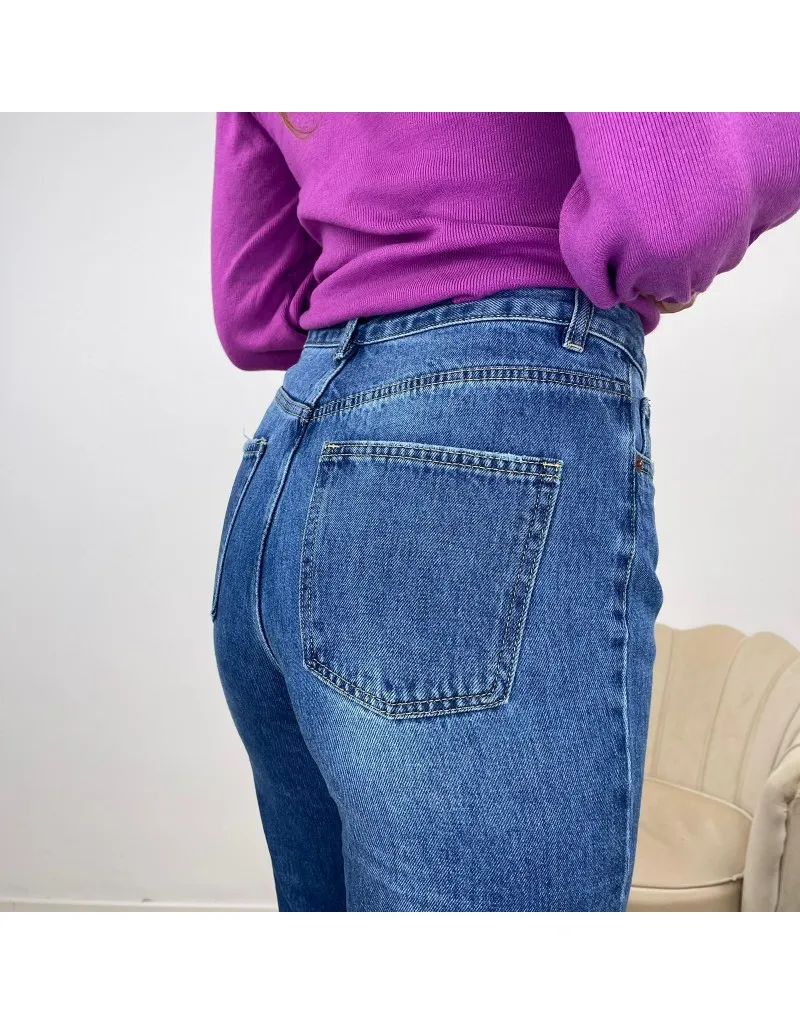 JEANS WIDE LEG SFRANGIATO