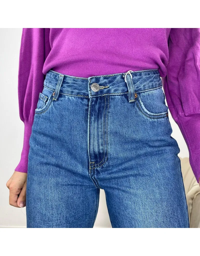 JEANS WIDE LEG SFRANGIATO