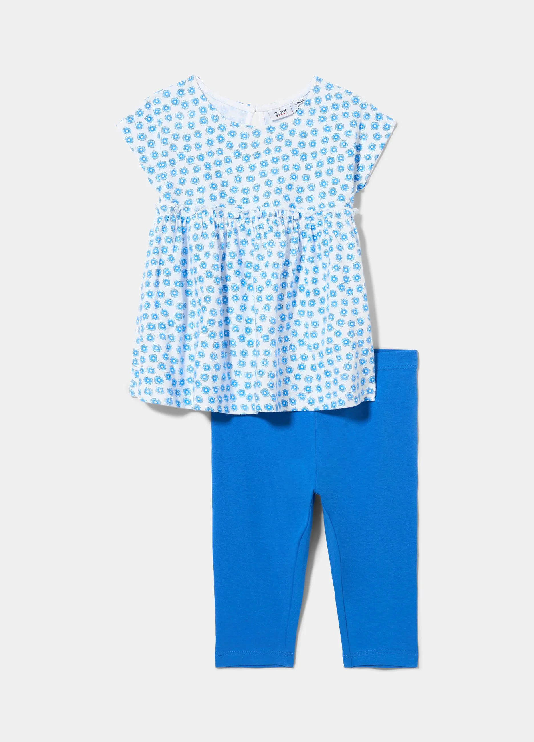 Jogging set con t-shirt arricciata neonata