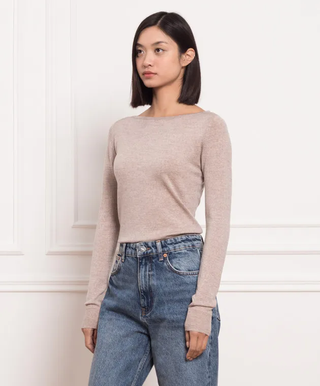 John Smedley Maglione in lana Susan beige chiaro SUSAN