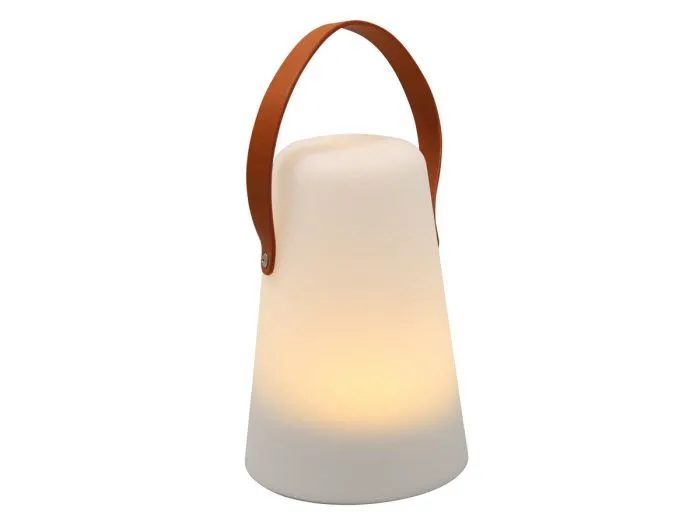 Lampada LED dritta con maniglia in pelle