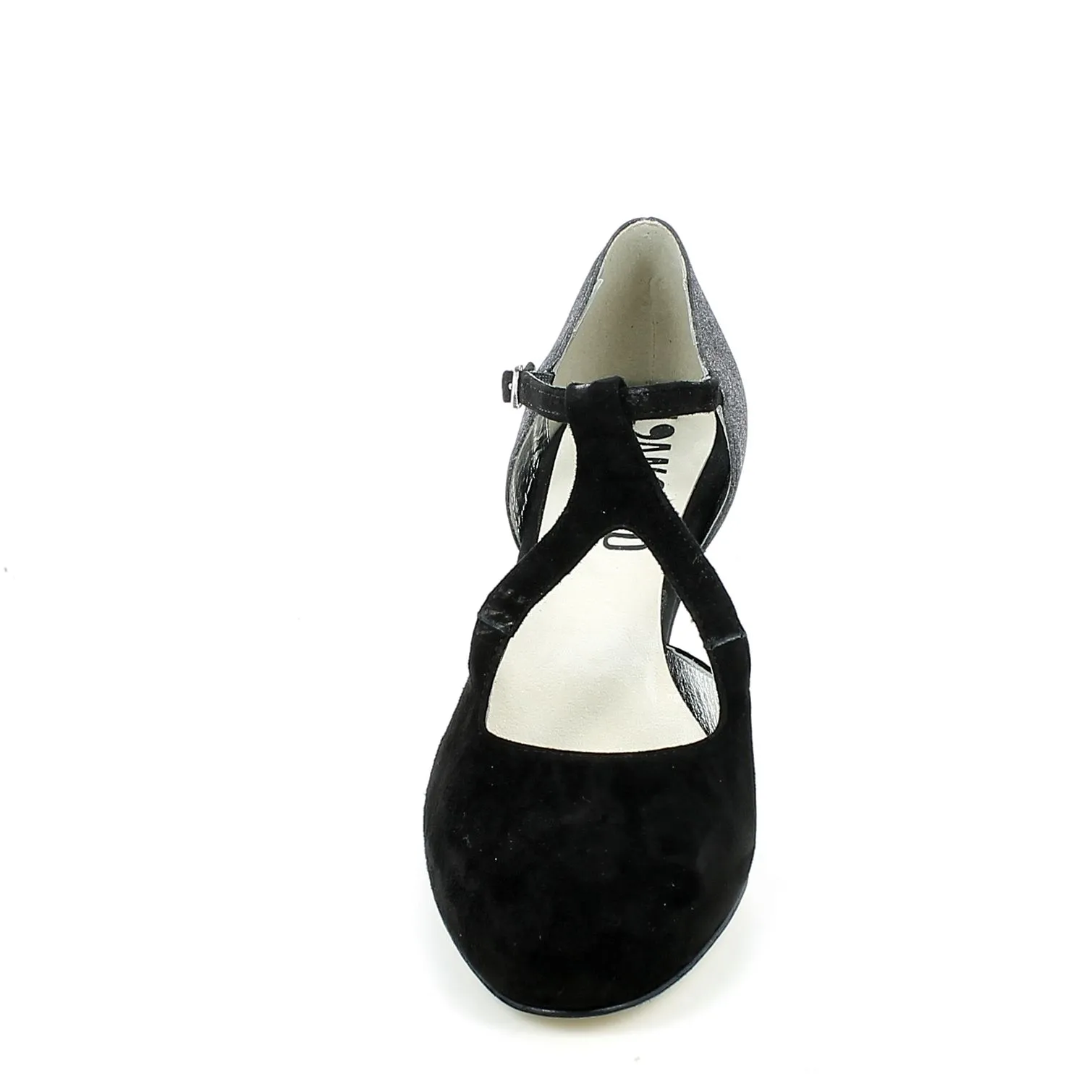 L'Angolo  Scarpa da ballo in camoscio nero e glitter 