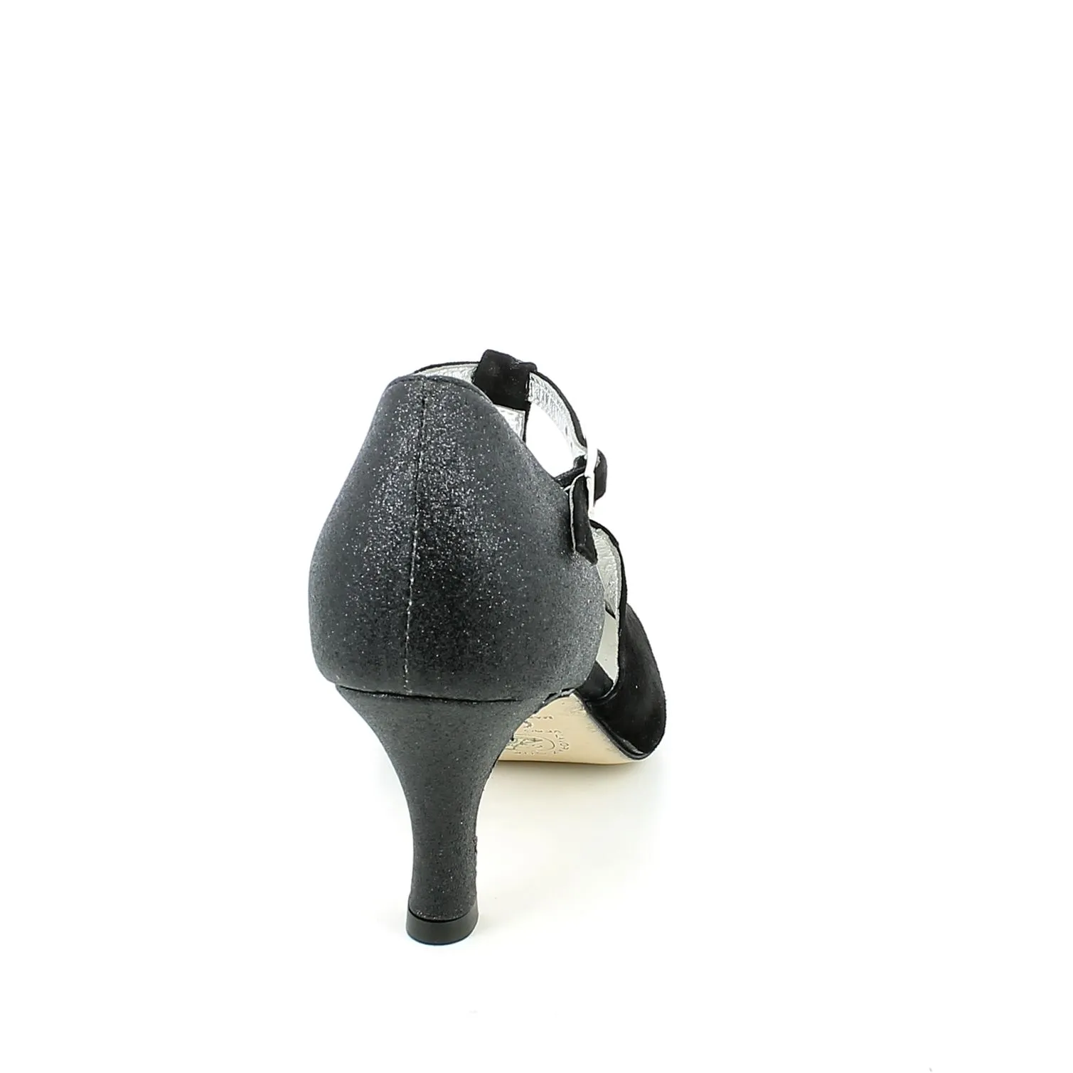 L'Angolo  Scarpa da ballo in camoscio nero e glitter 