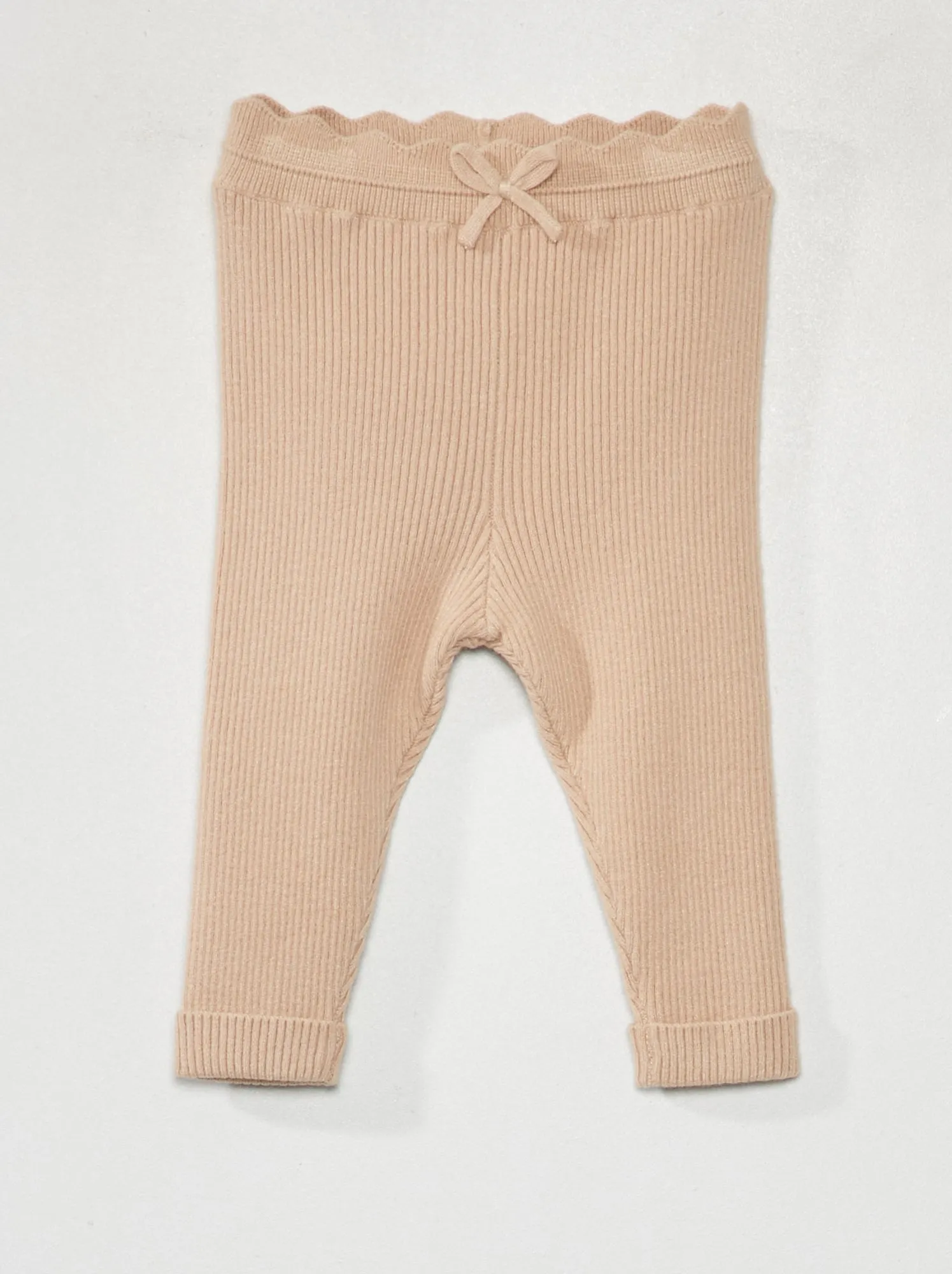 Leggings in maglia a coste - BEIGE