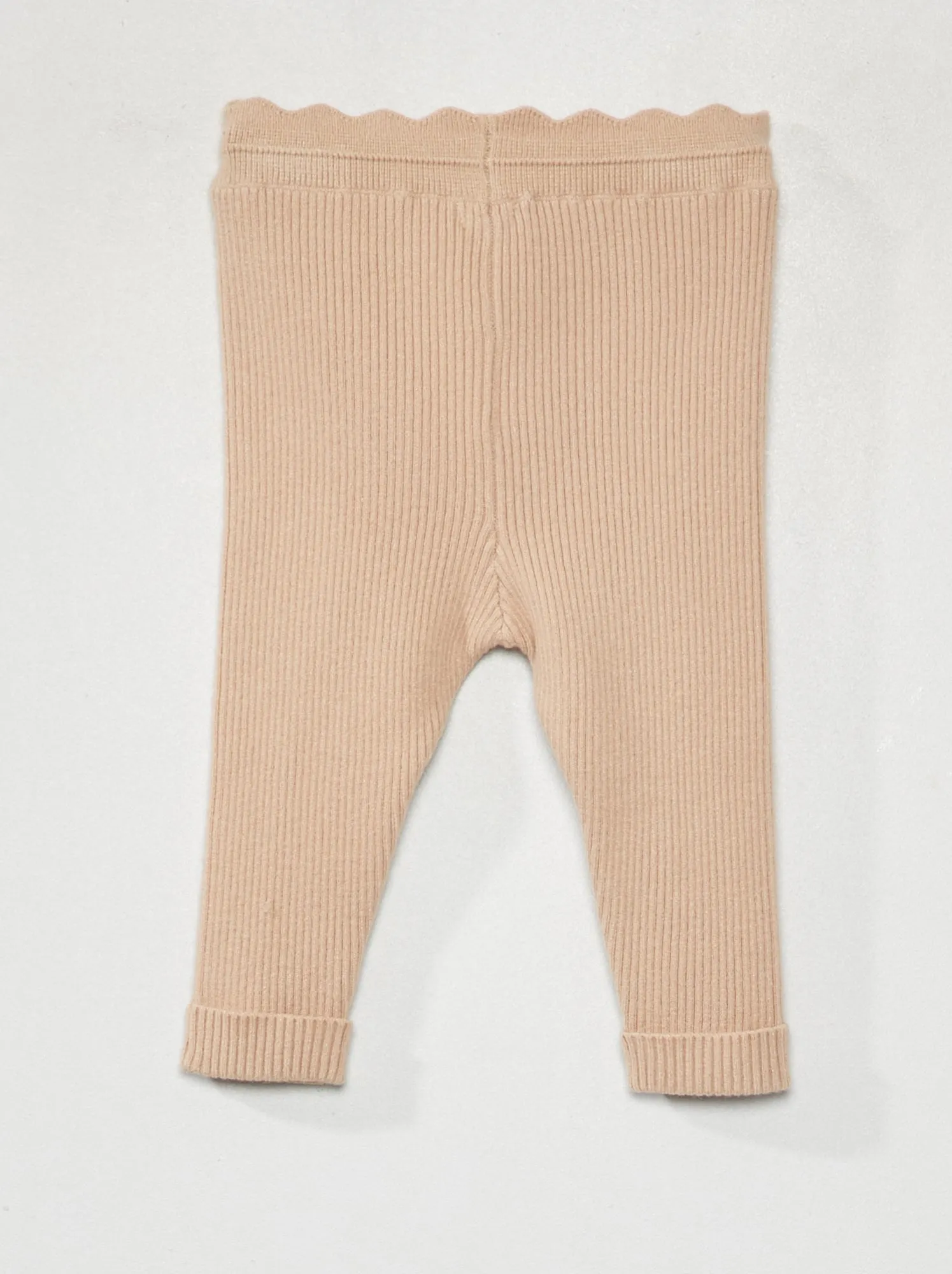 Leggings in maglia a coste - BEIGE