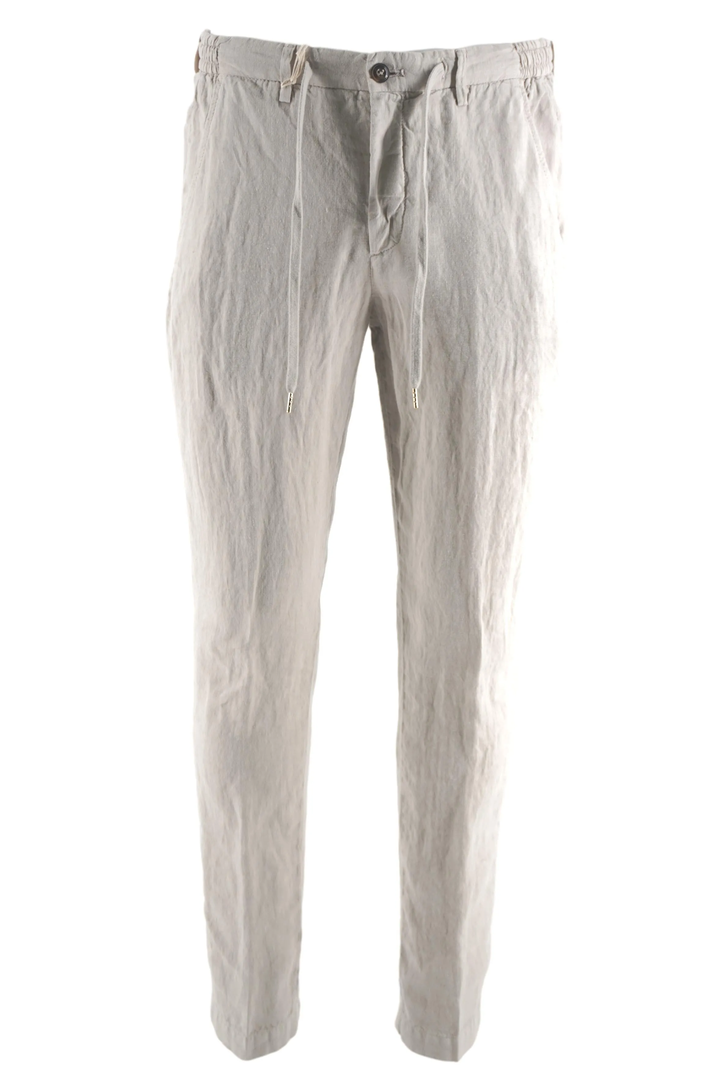 Linen Trousers with Drawstring Waist / Grey