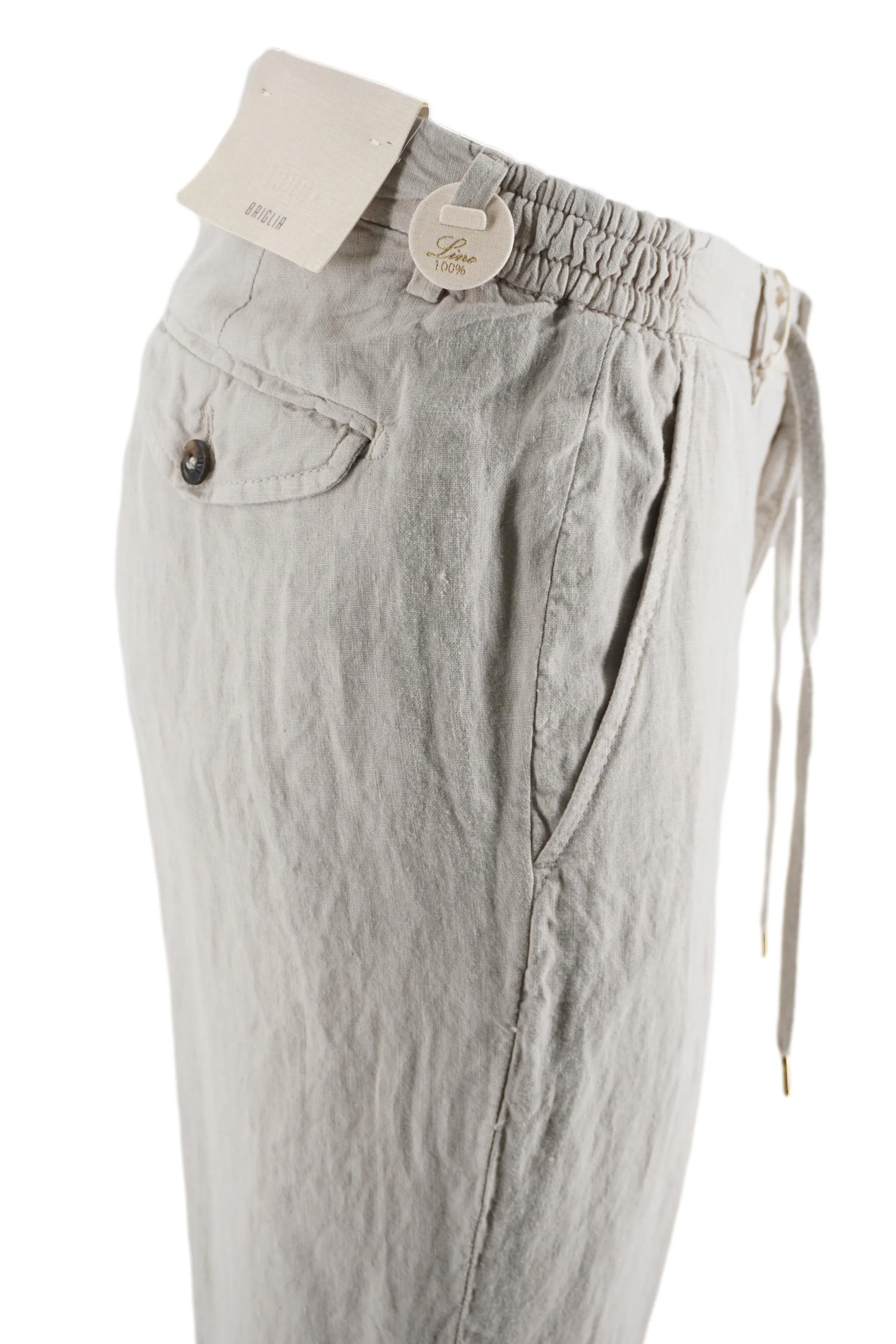 Linen Trousers with Drawstring Waist / Grey