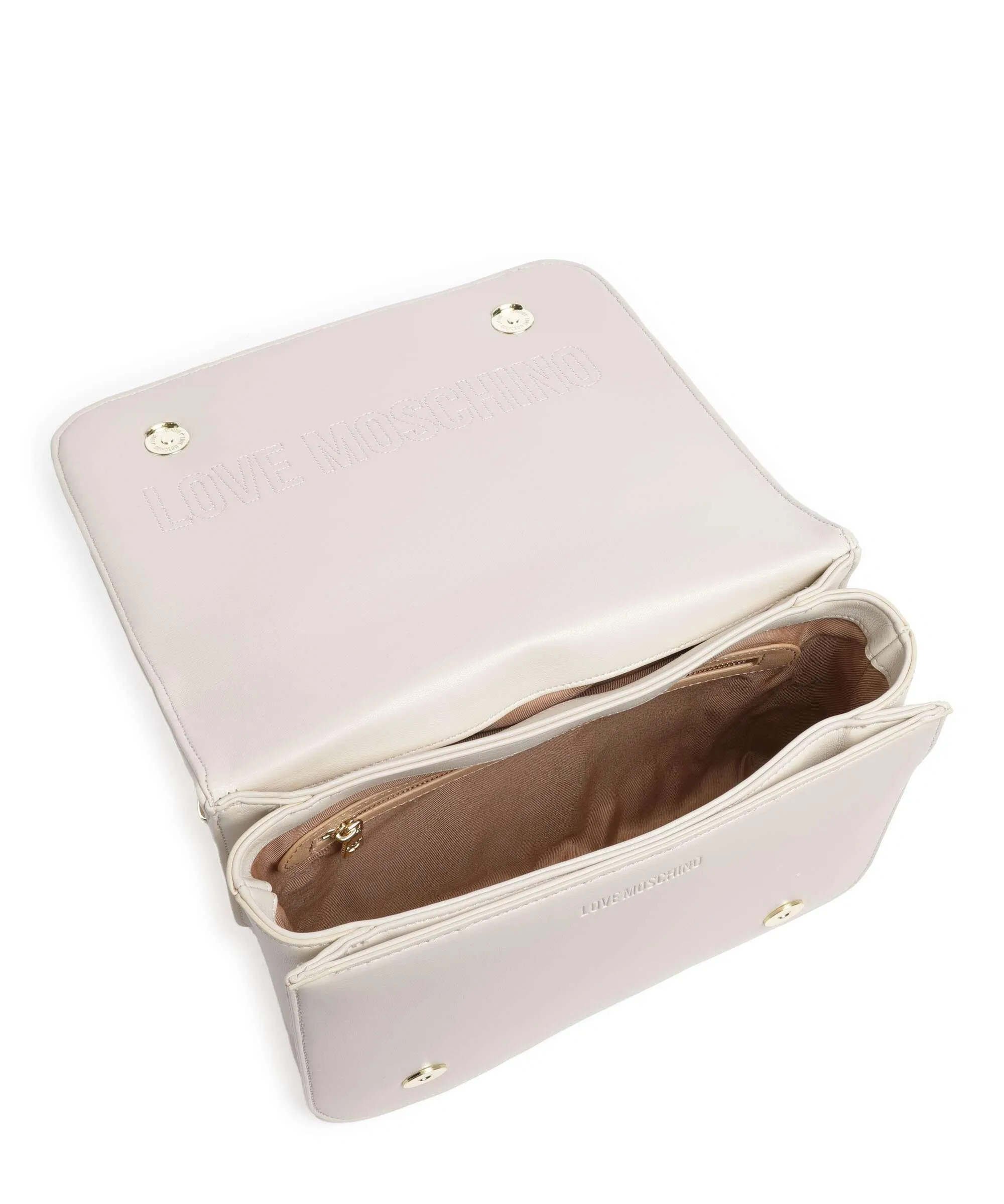  Love Moschino Quilted Borsa a spalla pelle sintetica beige  
