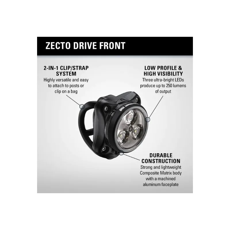 Luce per bicicletta (anteriore) Lezyne ZECTO DRIVE FRONT (BLK/HI GLOSS)