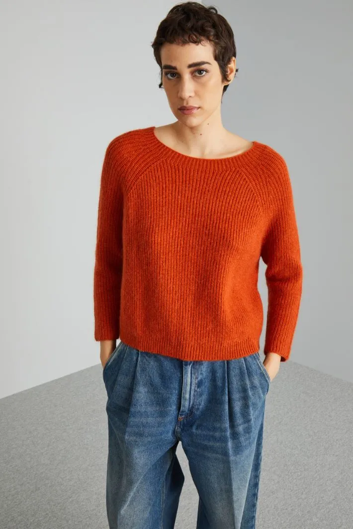 Maglia a coste in mohair