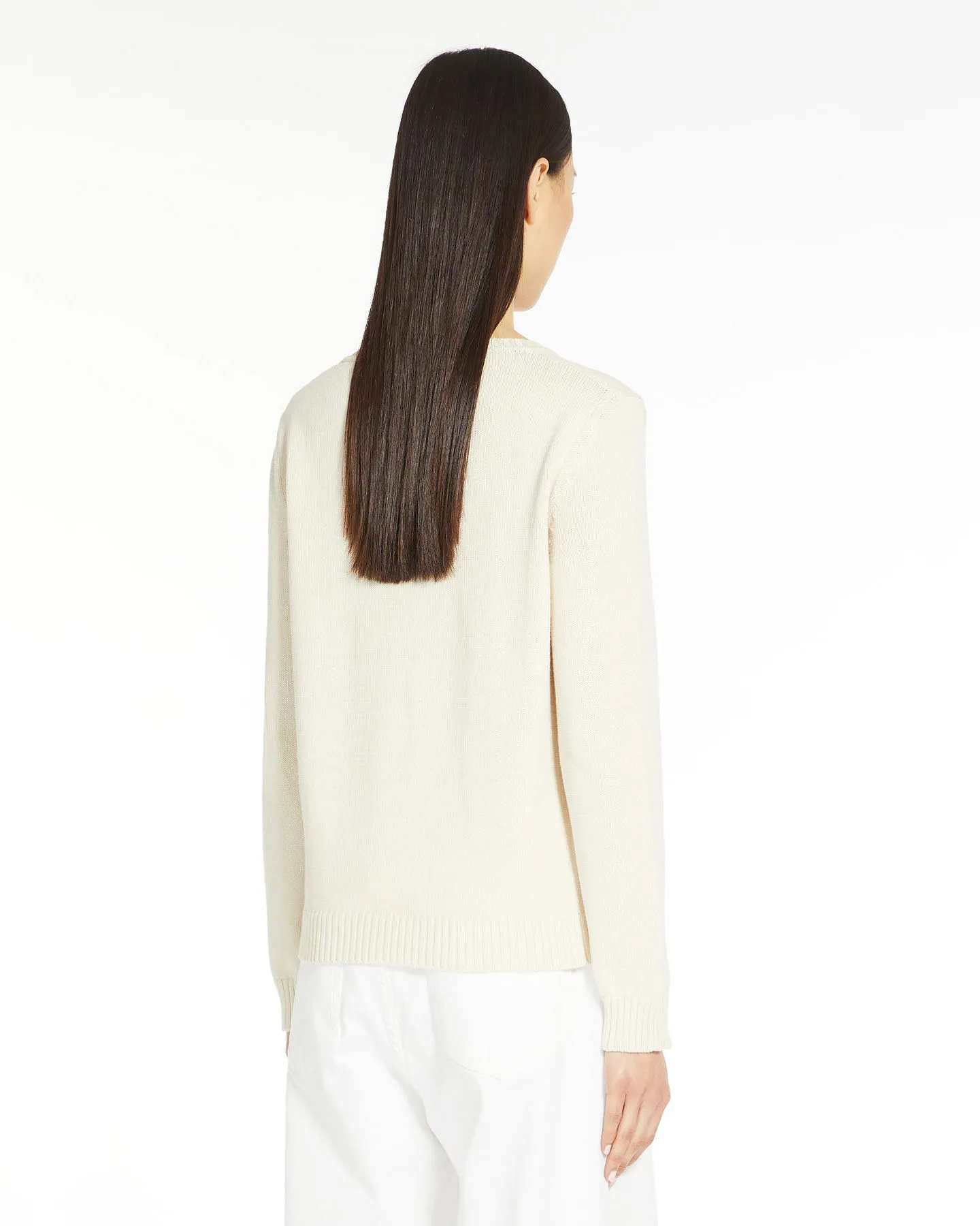 Maglia avorio in cotone con meduse arancio e azzurra lavorate in jacquard