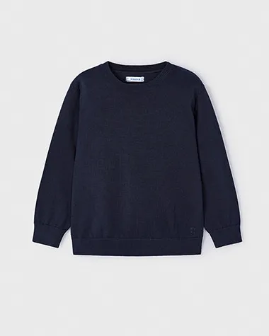Maglia girocollo blu in cotone 2-8 anni