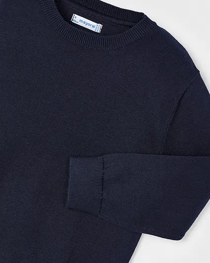 Maglia girocollo blu in cotone 2-8 anni