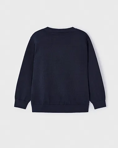 Maglia girocollo blu in cotone 2-8 anni