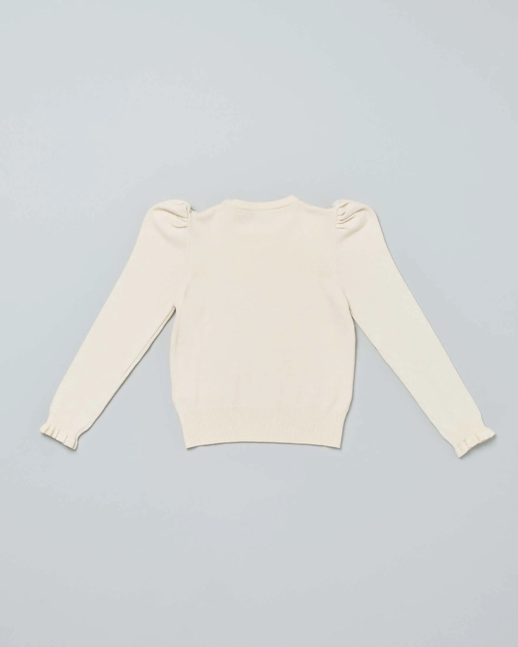 Maglia panna con manica a sbuffo e polsini con rouches S-2XL