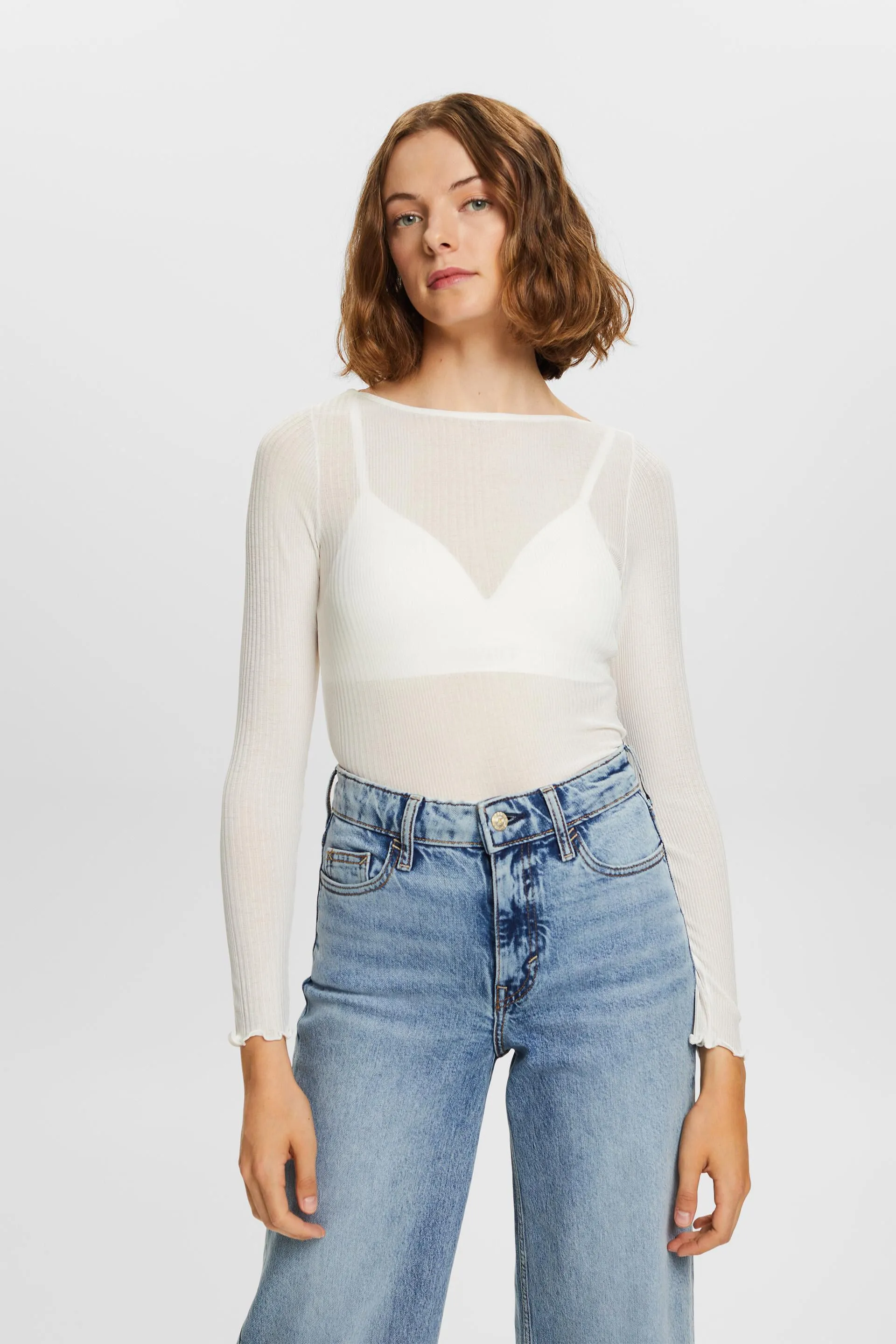 Maglia trasparente a coste