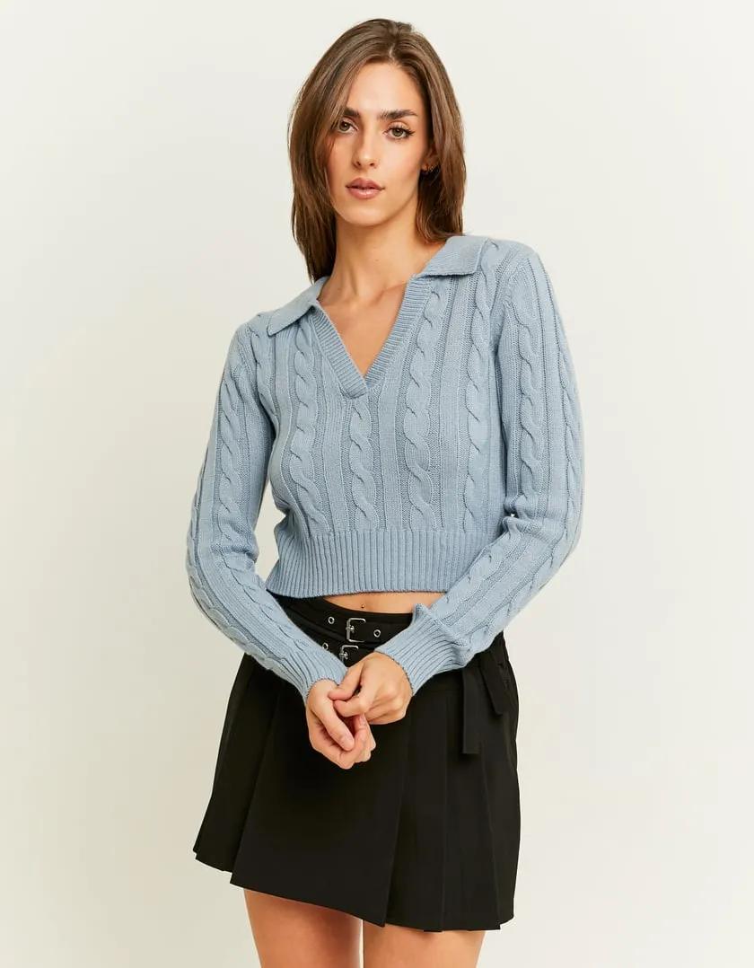 Maglione Blu con Colletto Polo  