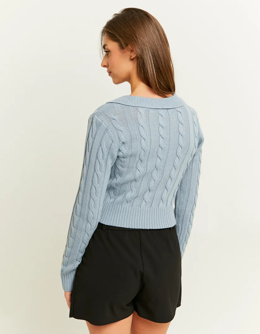 Maglione Blu con Colletto Polo  