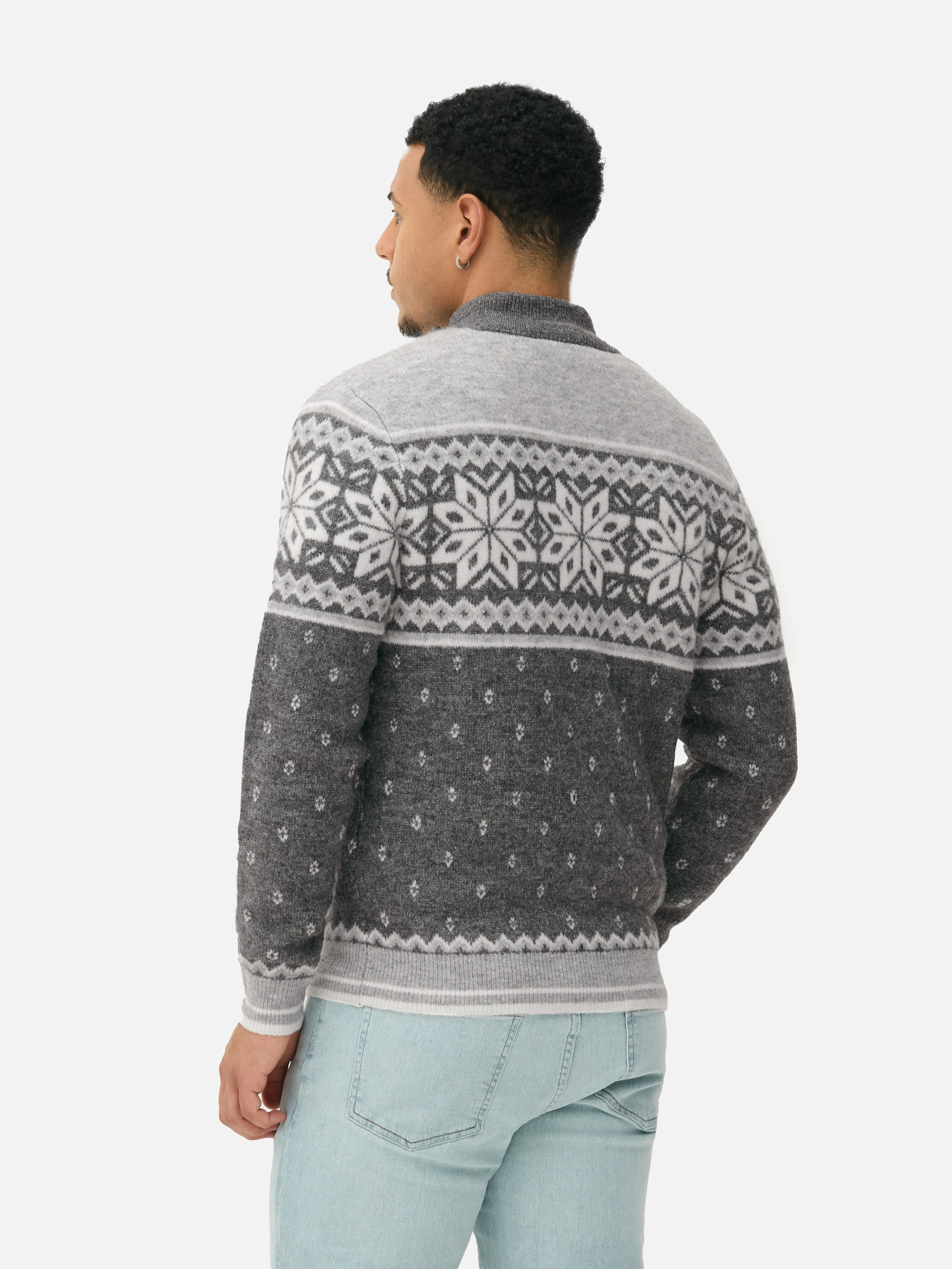 Maglione con zip a tre quarti motivo Fair Isle