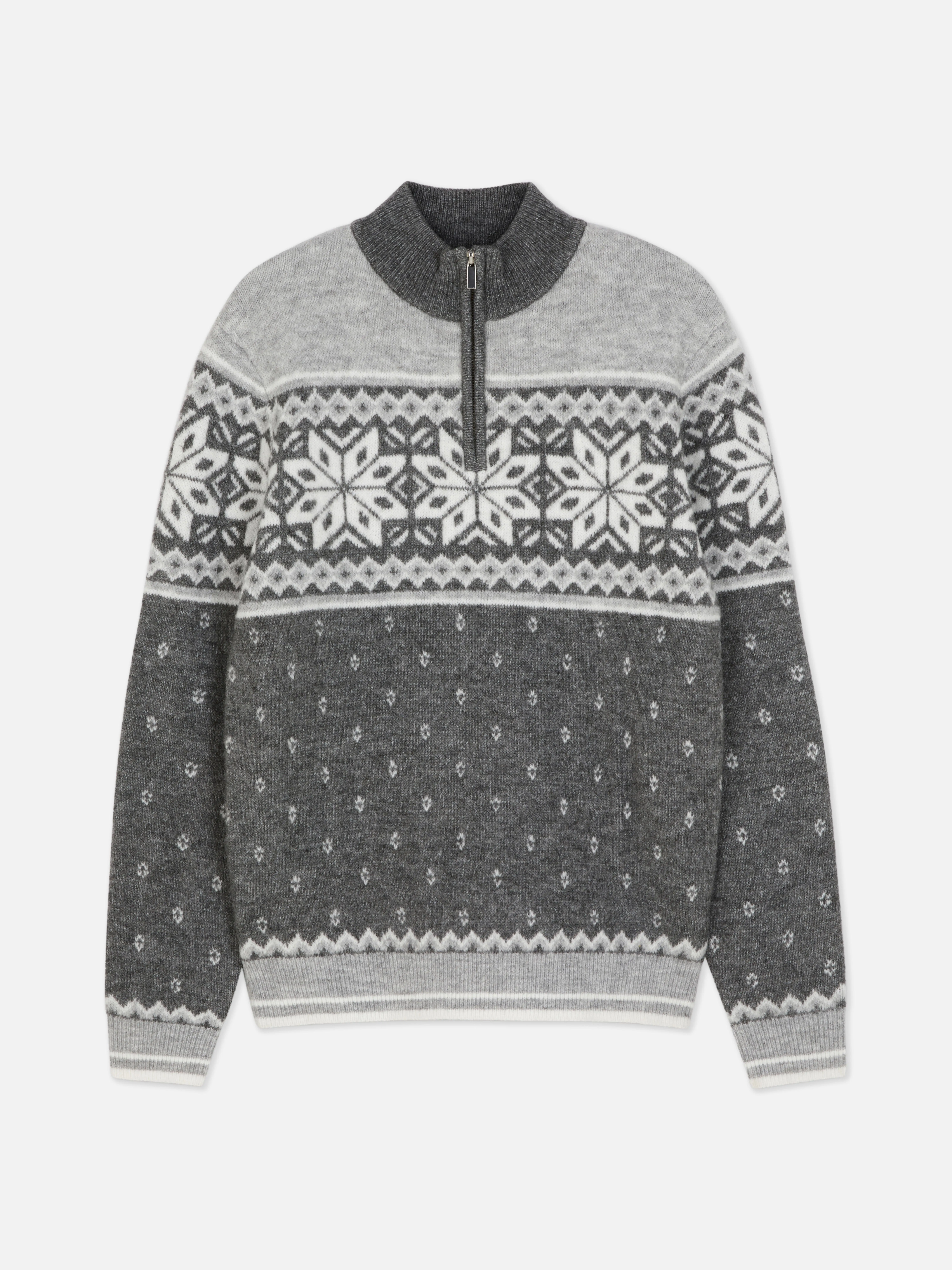 Maglione con zip a tre quarti motivo Fair Isle