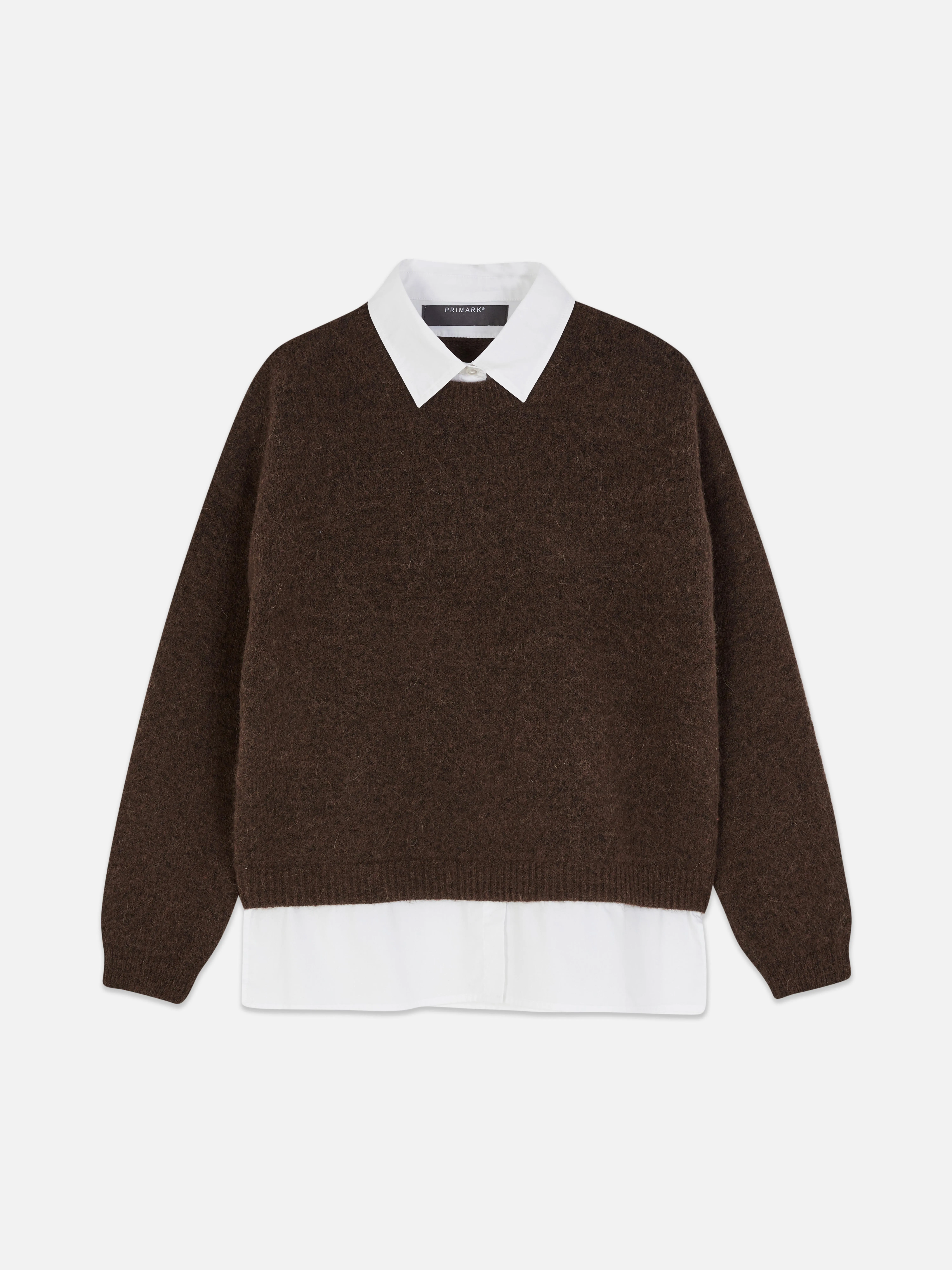 Maglione e camicia lavorati a maglia 2-in-1