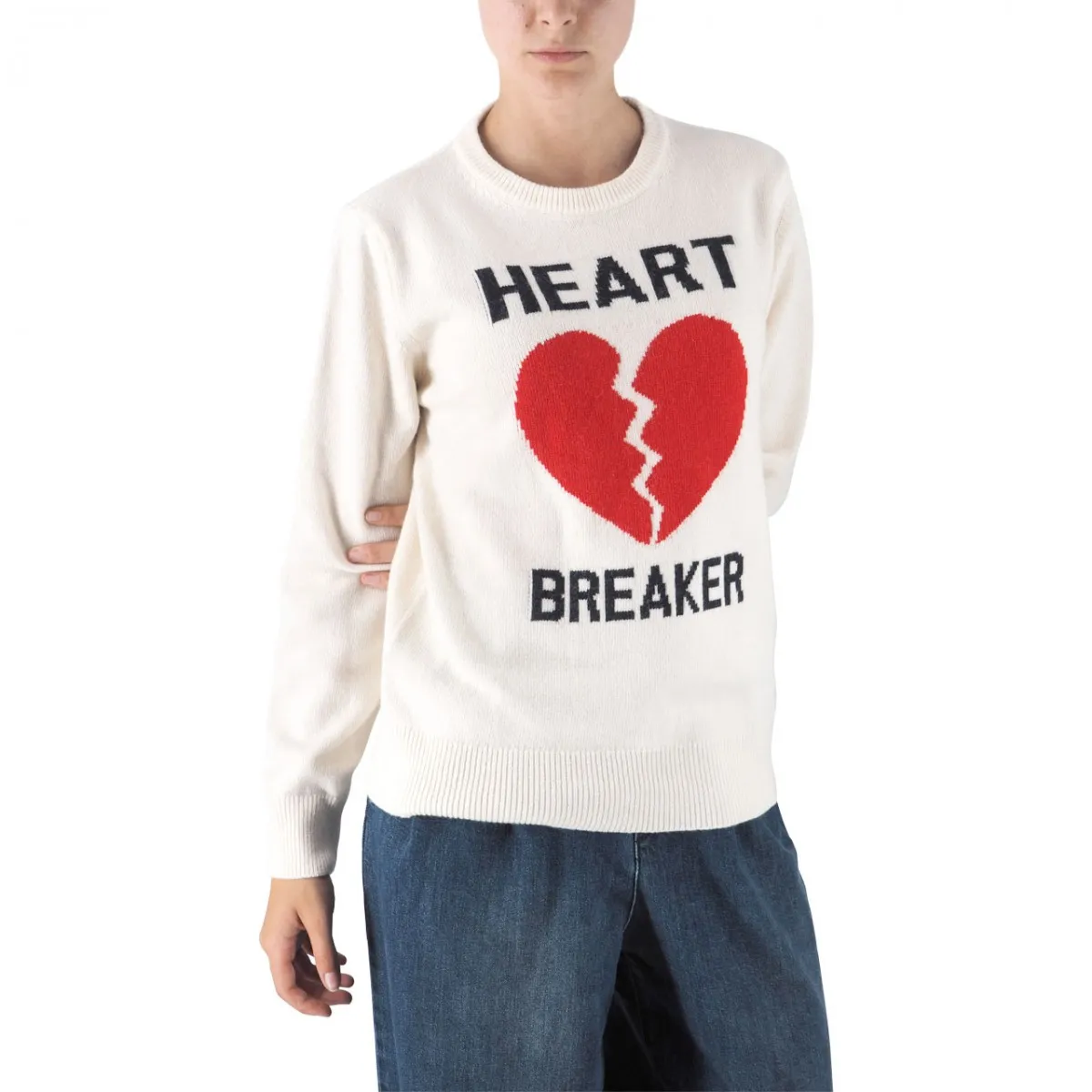 Maglione Girocollo Heart Breaker Bianco