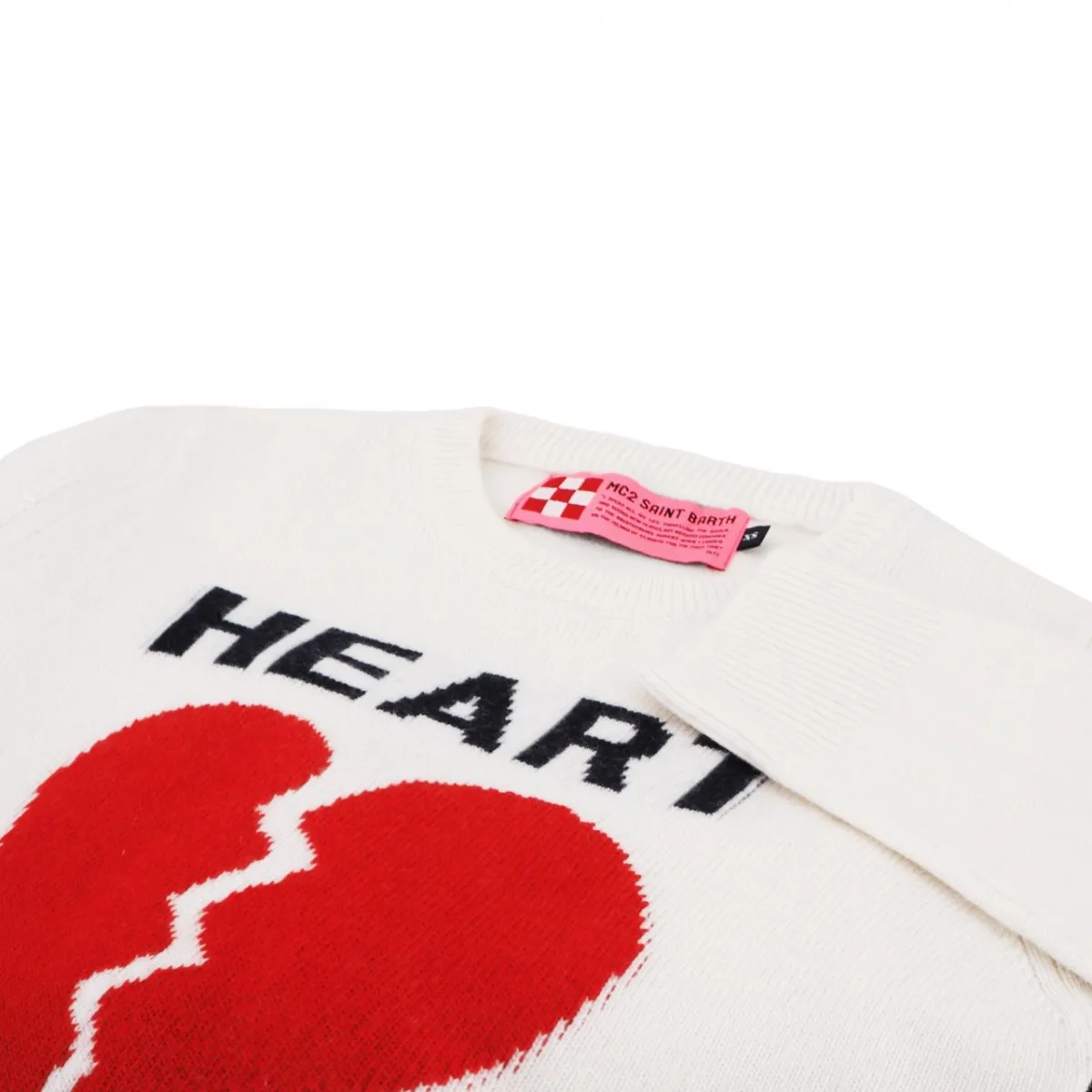 Maglione Girocollo Heart Breaker Bianco