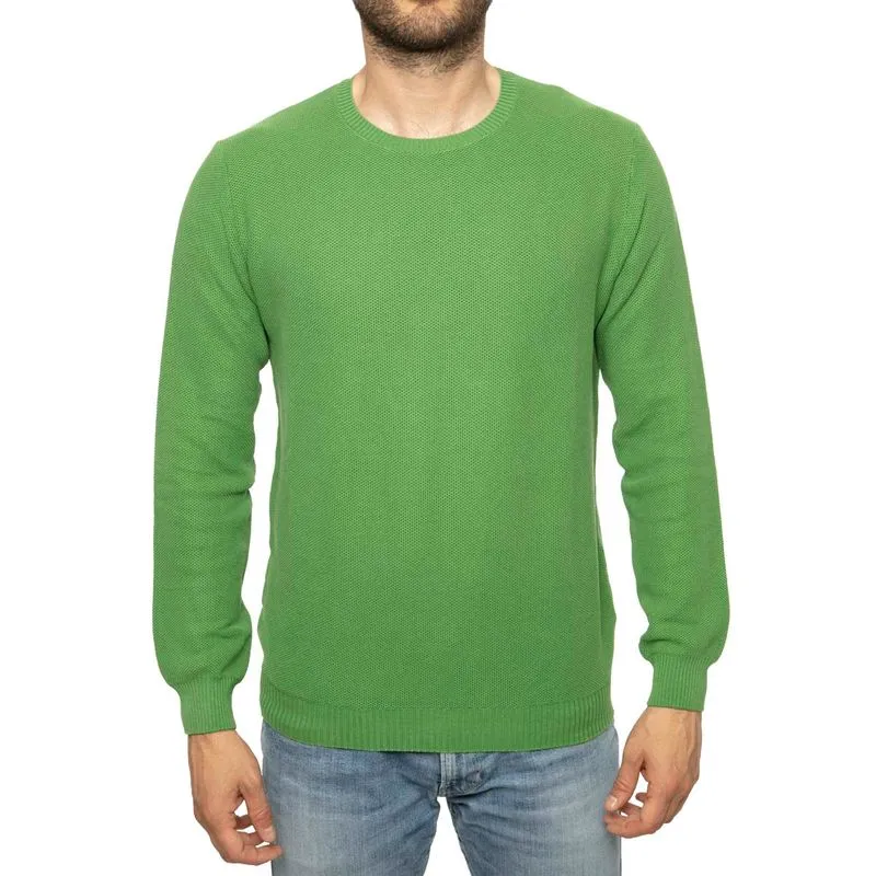 Maglione in cotone verde a maglia lavorata 