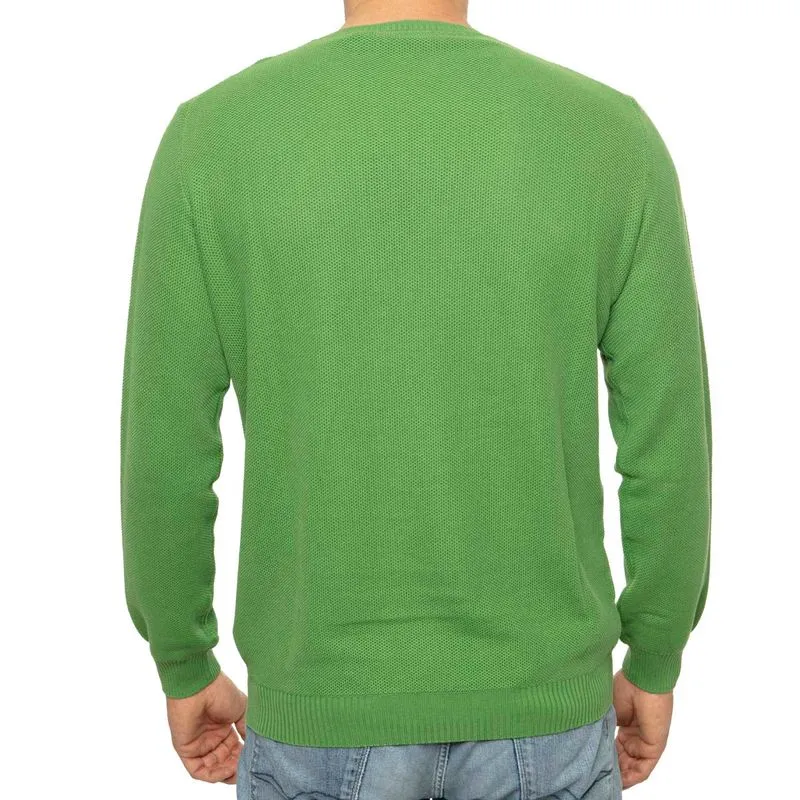Maglione in cotone verde a maglia lavorata 